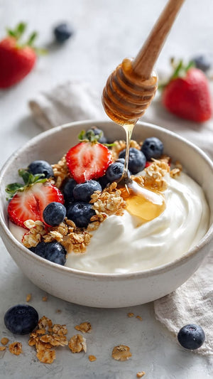 Berry Yogurt Granola Bowl with Honey